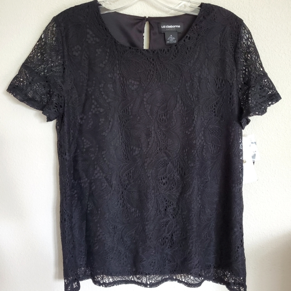Liz Claiborne black shirt top New size S